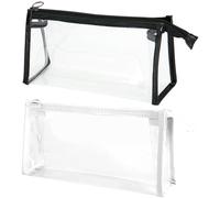 ARTHLBF Clear Pencil Case, 2PCS Clear Pouch, Large Transparent Plastic Pen Pencil Bag, Makeup Pouch Travel Cosmetic Bag, Adults & Kids Pencil Pouch, Black& White Pencil Bags