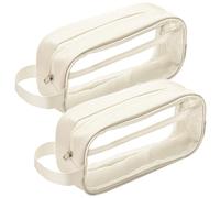 ARTHLBF Clear Pencil Case 2PCS Large Pen Bag with Compartments, Transparent Pencil Case PVC with Zipper for Usage in School Exams Office Home and Travel, Clear Exam, Kids Pen Bag Pouch