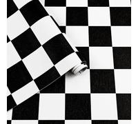 Arthome Black and White Peel and Stick Wallpaper,43.5x305cm Mosaic Checkered Contact Paper Modern Self-Adhesive Waterproof Decorative Vinyl Wall Paper for Living Room Bedroom Countertops Cabinet