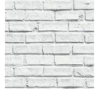 Arthouse 696800 White Wallpaper, Brick, 53 cm x 10.05 m, 623004/696800