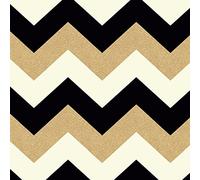 Arthouse 892300 Glitterati Chevron Wallpaper, Black/Gold