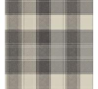 Arthouse 906703, Grey, Country Check Mono Wallpaper 906703-Feature Tartan Cheque Stripe