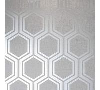 Arthouse 910206 Silver Metallic Textures Luxe Hexagon Wallpaper 910206-Geo