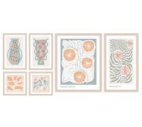 Arthouse Abstract Botanicals 6 Piece Canvas Wall Art Set | Sage Green & Peach Floral, Leaf & Citrus Prints | Gallery Wall for Living Room, Kitchen & Bedroom