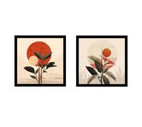 Arthouse Abstract Sun Beige, Red & Black Canvas Art, Set Of 2 (H)30Cm X (W)30Cm