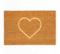 Arthouse Astley Pressed Heart Embossed PVC Backed Coir 40x60cm Doorma in Natural | Size: 40 cm x 60 cm Arthouse Natural 40 cm x 60 cm