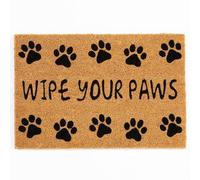 Arthouse Astley Wipe Your Paws Printed PVC Backed Coir 40x60cm Black in Natural | Size: 40 cm x 60 cm Arthouse Natural 40 cm x 60 cm