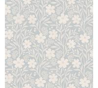 Arthouse Berry Floral Themed Traditional Countryside Style Wallpaper with Flowers and Berry Fruit Prints for Cottages Feature Walls Bedrooms Soft Blue (100365AH)