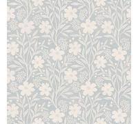 Arthouse Berry Floral Themed Traditional Countryside Style Wallpaper with Flowers and Berry Fruit Prints for Cottages Feature Walls Bedrooms Soft Blue (100365AH)