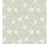 Arthouse Berry Floral Themed Traditional Countryside Style Wallpaper with Flowers and Berry Fruit Prints for Cottages Feature Walls Bedrooms Sage Green (100364AH)