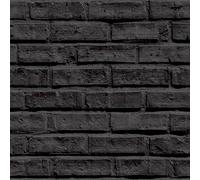 Arthouse Black Brick Wallpaper, Realistic 3D Effect, Photographic Print, for Living Spaces & Feature Walls, Kitchen Bedroom Hallway Dining Room 21.1 inches (W) x 395 inches (L) 623007