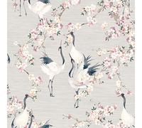 Arthouse Blossom Crane Birds Wallpaper - Pink/Cream 924800