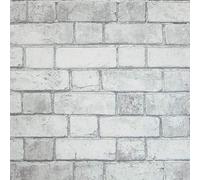 Arthouse Brick Wallpaper - White & Neutral Soft Tone Brick Effect - for Living Spaces & Feature Walls - Hard Wearing Blown Vinyl - 53cm(W) x 10.05m (L) Full Roll - 886501