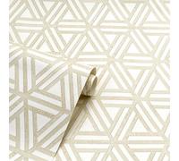 Arthouse Brown And White Trellis Wallpaper Geometric 3D Japandi Wood Natural Feature Wall, Wet Removable, Paste The Paper (Full Roll)