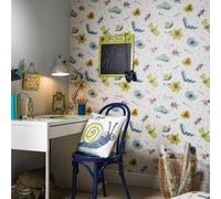 Arthouse Bug Lime Plum Cream Insect Kids Nature Boys Girls Nursery Wallpaper