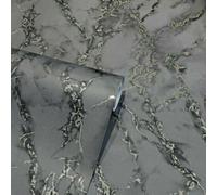 Arthouse Carrara Marble Charcoal Grey Silver Shimmer Wallpaper 296702