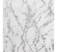 Arthouse Carrara Marble Effect Silver Wallpaper for Living Spaces & Feature Walls, Kitchen Bedroom Hallway Dining 10.05m x 0.53m Roll Encased Glitter Metallic 296701, Full Roll