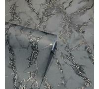 Arthouse Carrara Marble Charcoal Coloured Wallpaper,for Living Spaces & Feature Walls, Kitchen Bedroom Hallway Dining Wallpaper 10.05m x 0.53m Roll, Marble Effect 296702, Grey, Full Roll