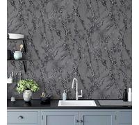 Carrara Marble Effect Wallpaper - Charcoal