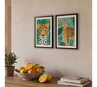 Arthouse Cheetah Green & Orange Wall Art, Set Of 2 (H)40Cm X (W)30Cm