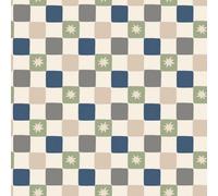 Arthouse Chequer Star Sage Green & Navy Blue Wallpaper