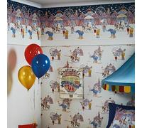 Arthouse Circus Fun Cream Red Blue Glitter Shimmer Kids Wallpaper Border Frieze