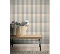 Country Check Arthouse Tartan Plaid Grey Beige Wallpaper Checked Chequered