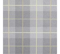 Arthouse Wallpaper - Ochre Grey Tartan Check - Hard-Wearing Vinyl - Full Roll 10.05m x 53cm