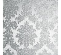 Opulence Silver Wallpaper Arthouse Metallic Foil Damask Textured Vinyl Embossed
