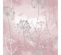 Arthouse Damselflies Pink & Silver Grey Blush Sparkling Wallpaper - Encased Glitter Gel Highlights Catch The Light - Subtly Sparkling Glamour - Delicate Botanical Motifs - Magical Effect - 692305