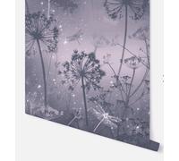 Arthouse Damselfly Purple Dandelion Flower Glitter Wallpaper 692306