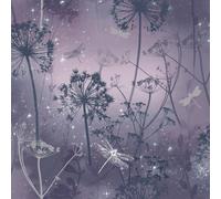 ARTHOUSE PURPLE DAMSELFLY WALLPAPER DANDELION FLOWER GLITTER 692306