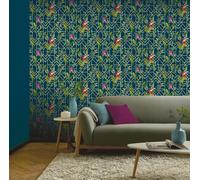 Arthouse Wallpaper Deco Tropical - Navy & Gold for Living Spaces - 53 cm x 10.05 m Roll - 908003
