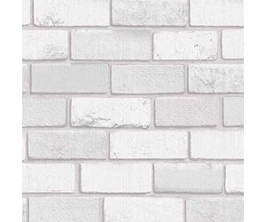 Arthouse Diamond White Brick Vinyl Wallpaper - Bring an Exposed Wall Illusion to Any Room - On-Trend Contemporary Loft Look - Glitter Effect Design - Tough Paper for Any Room in The House - 902009