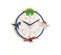 Arthouse Dino Doodles Wall Clock, Wood, Multicolor, 34 x 34 x 3.5 cm