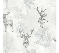 Arthouse Etched Stag Wallpaper in Silver Arthouse Silver