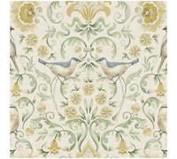 Arthouse Floral Birds Damask Wallpaper Cream Green Yellow Botanical Vintage Feature Wall