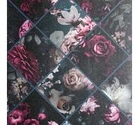 Floral Collage Textured Wallpaper - Plumteal