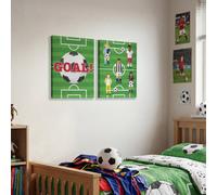 Arthouse Football Green Canvas Art, Set Of 2 (H)40Cm X (W)30Cm