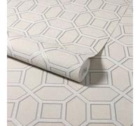 Arthouse Geometric Taupe Beige Grey Glitter Textured Heavy Vinyl Premium Wallpaper Thick