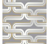 Arthouse Geometric Wallpaper Retro Grey Yellow Luxury Quality Pattern spongeable