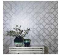 Arthouse Gianni Geometric Twist Knot Pattern Foil Wallpaper Silver 903105