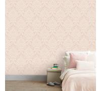 Glistening Blush Wallpaper Arthouse Damask Textured Glitter Pink Embossed