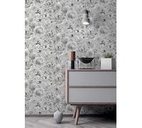 Glitter Bloom Wallpaper - Silver