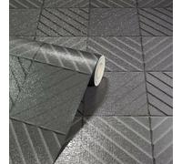 Arthouse Glitter Gunmetal Dark Grey Charcoal Black Mix Tile Textured Wallpaper