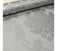 Arthouse Grey Silver Traditional Vintage Floral Damask Metallic Wallpaper