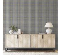 Arthouse Heritage Tartan Ochre/Grey Wallpaper Grey
