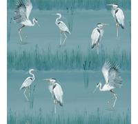 Arthouse Heron River Stunning Hand-Painted Style Watercolour Effect Wallpaper for Living Rooms Bedrooms Hallways Feature Walls Blue (100213AH)