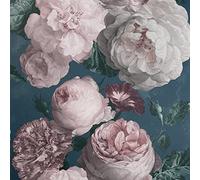 Arthouse Highgrove Floral Teal Wallpaper for Living Spaces & Feature Walls, Kitchen Bedroom Hallway Dining Wallpaper 10.05m x 0.53m Roll, Floral Design, Boutique Inspired, 909301, Blue