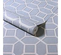 Arthouse Hotel Luxe Origin Geometric Diamond Wallpaper Glitter Metallic Vinyl Soft Blue 295601